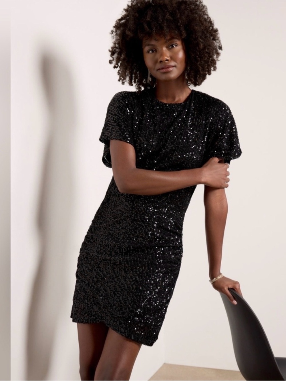NWT Z Supply Black Short Sleeve Sequin Mini Dress